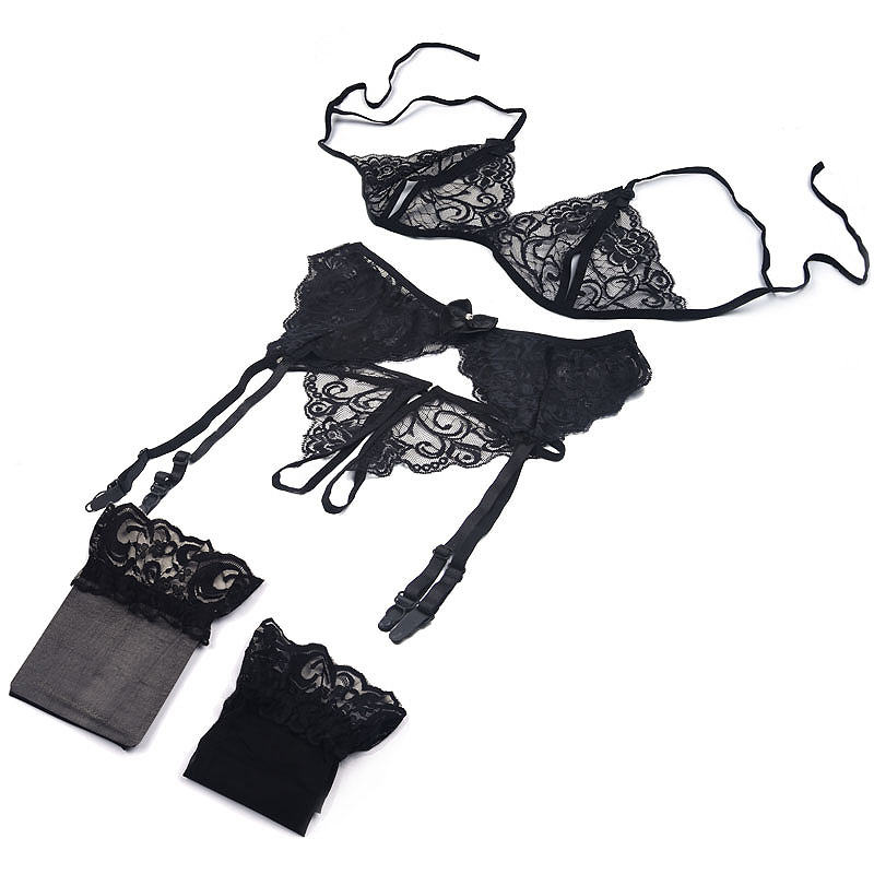 Sheer Mesh Bra - 1 세트 여성용 레이스 란제리, 슬링