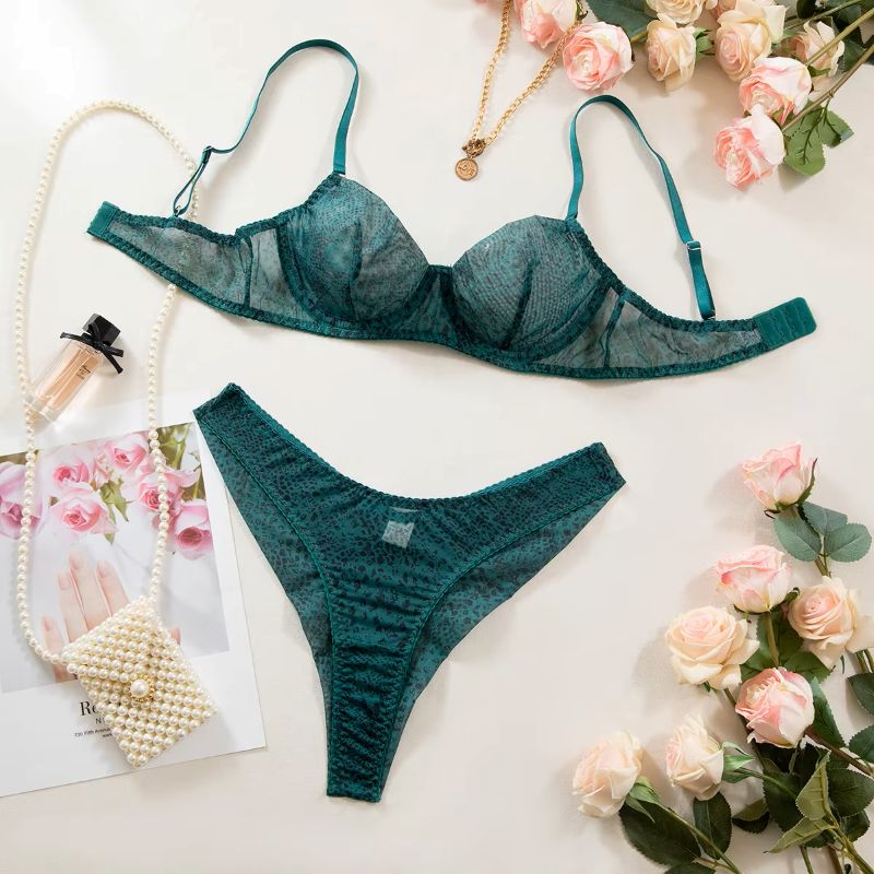 Sheer Mesh Bra - 2종 세트 여성 란제리 초박형 메쉬